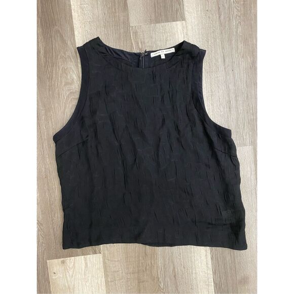 Search for Sanity Black Crinkle Tank, Silk Blend Blouse, Size Large - Picture 9 of 9